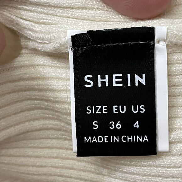 Shein Cream Ribbed Lightweight Turtleneck Long Sleeve Bodycon Sweater Size S - Picture 5 of 6